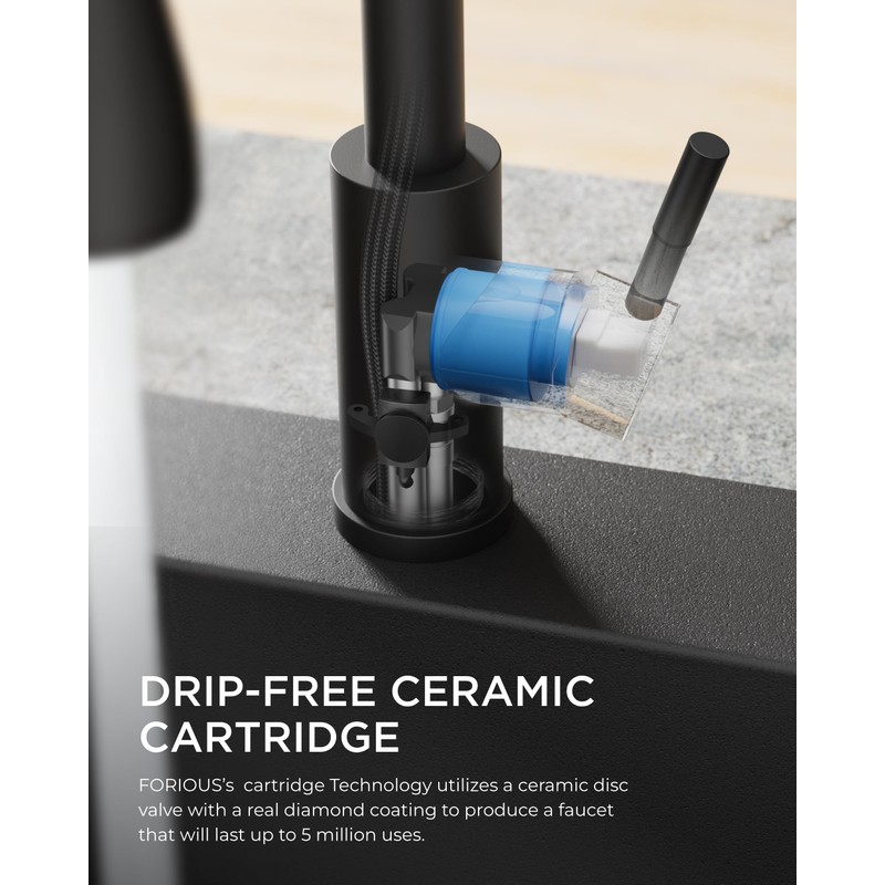 FORIOUS Black Touchless Kitchen Faucet with Soap Dispenser, Hands-Free, Smart