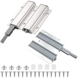 Push to Open Door Catches 2 Pack, Magnetic Cabinet Latch Touch Open Aluminum Push Button Latch for Drawer Wardrobe Cupboard Kitchen Cabinet Hardware