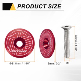 sourcing map 1 1/4" Bicycle Headset Top Cap Cover Aluminum Alloy Cycling Headset Stem with M6 Bolt for Mountain Bike Road MTB, Red