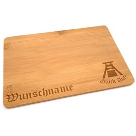 Samunshi® Wooden Board with Engraving Glück Auf Zeche Zollverein Made of Bamboo Breakfast Board Wooden Chopping Board Kitchen Vesperbre
