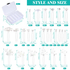 Liliaafar 80 Pieces Wedding Hair Pins for Bridal with 2 Storage Boxes Multi-style Handmade Bridal Hair Accessories Flower Pearl Rhinestone Bobby Pins U Clips for Wedding Brides Bridesmaid Women Girls