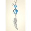 Turquoise Blue Faceted Glass with Silver Angel Wing Rear View