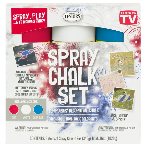 Testors Spray Chalk,Assorted Patriotic,12 Ounce (Pack of 3),333618