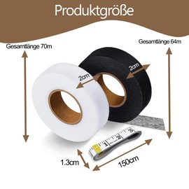 ClcIosis Set of 6 Hem Tape for Iron-on, Ironing Tape Set (2 Black, 2 White, 2 Measuring Tapes), Durable and Easy to Reinforce Fabric Tape, Curtain Tape for Sewing on Clothes, Skirts and DIY Projects