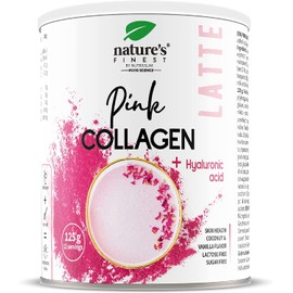 Nature's Finest Pink Latte with Collagen and Hyaluronic Acid, 125 g, Drink with Coconut and Vanilla Flavour, Lactose and Sugar Free (01)