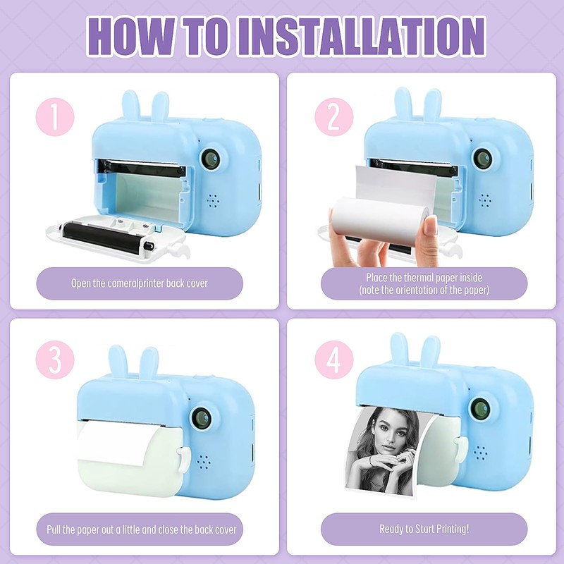 Mini Printer Stickers 20 Rolls Thermal Paper for Children's Camera,