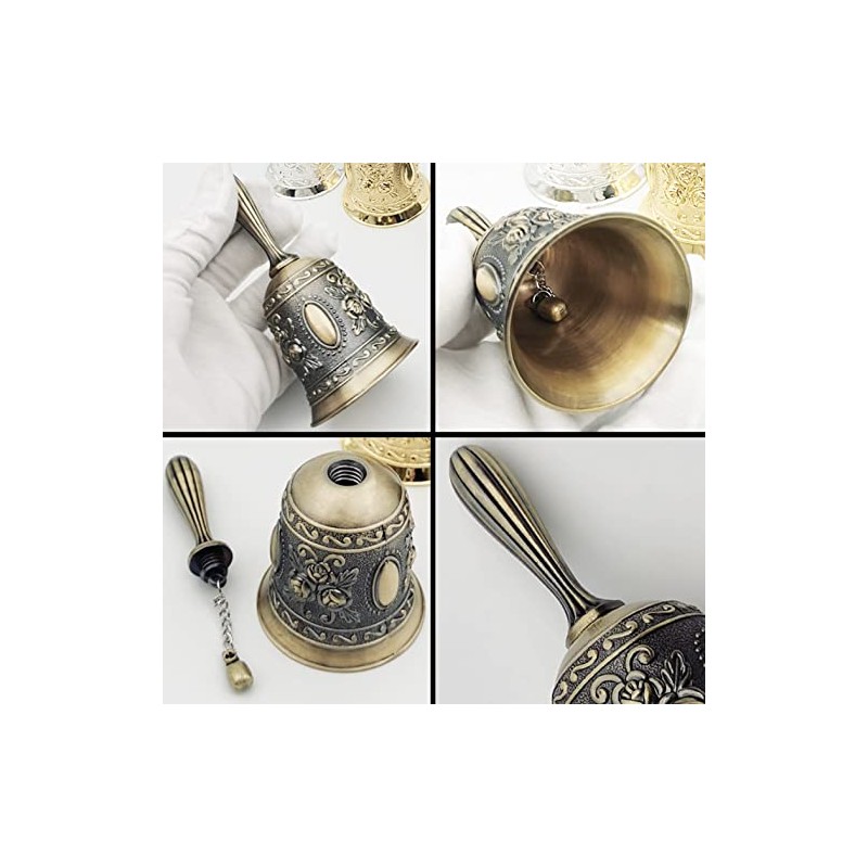 Hoshiumi Retro Bronze Hand Bell Rose Pattern Hand Waving Bell