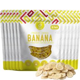Crispy Craze Freeze Dried Bananas (12 Snack Sized Bags, 0.52 oz Each), Sliced Banana Fruit Crisps, Non GMO, Healthy Snack, No Added Sugar & Additives, 100% Natural, Allergen Free, School Safe