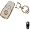 for Benz Key Fob Cover with Keychain, White Soft TPU