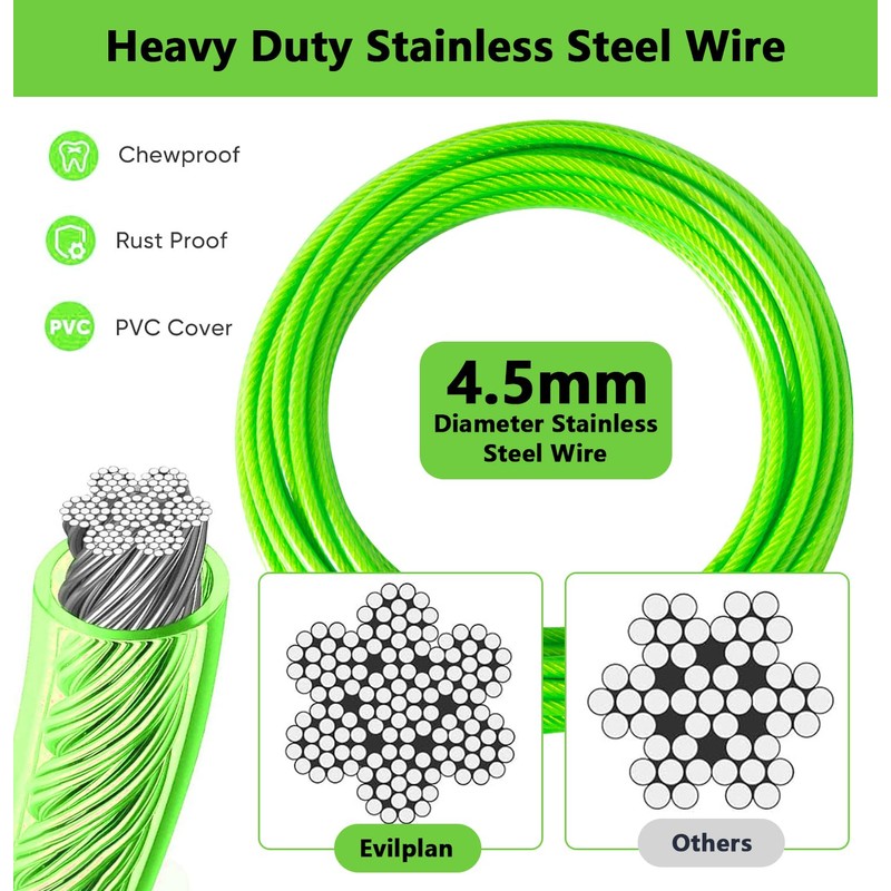Dog Tie Out Cable 20FT-500Lbs,Heavy Duty Dog Leads&Tether for Yard