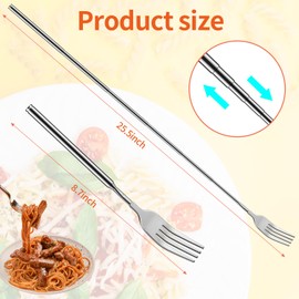 3Pcs Extendable Fork, 8.7 to 25.4 Inch Long Fork, Stainless Steel Telescopic Forks with Extendable Handle for BBQ Tableware Supplies, Dinner Fruit, Dessert