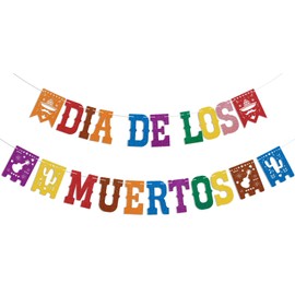 Dia De Los Muertos Banner - Day of the Dead Party Decor, Happy Dia De Los Muertos Sign, Mexican Dia DE Los Muertos Fiesta Party Decoration