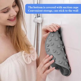 GGUFAY Fußbürste Große,Rutschfestes Silikon Massagepad, Rückenschrubber, Fußbad Fußmassagegerät Dusche Fußwaschmatte Foot massager,Massager-Reiniger, für Reinigt Peeling Massage(Dunkelgrau)