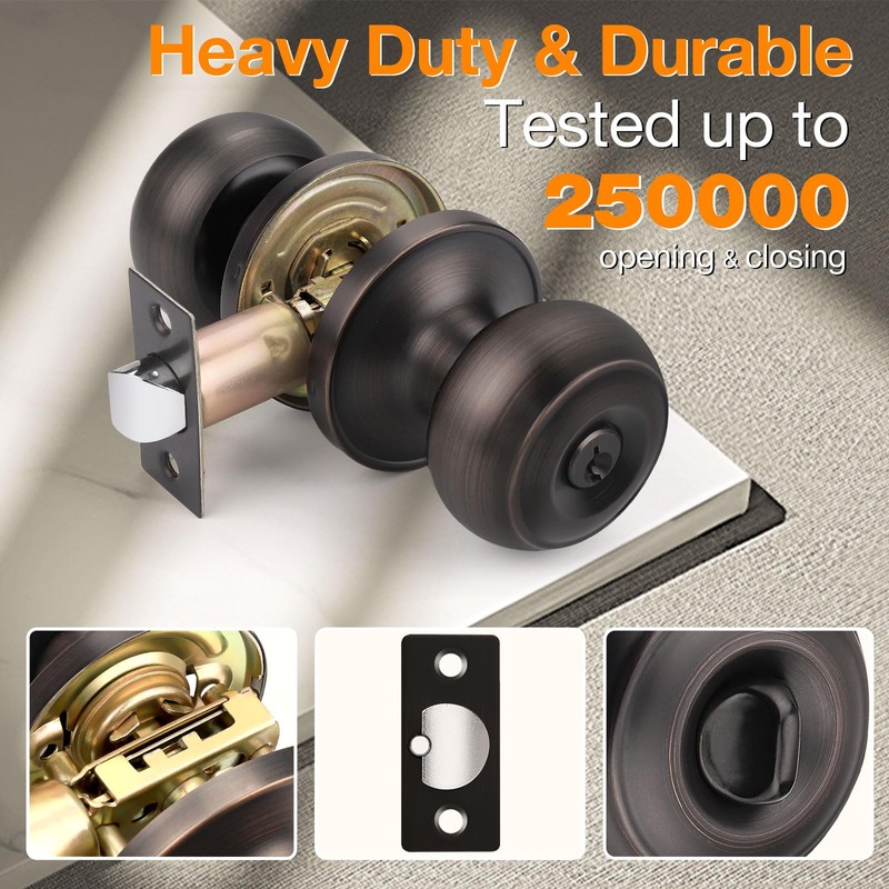 Gobrico Entry Door Locks Keyed-Alike Flat Ball Door Locksets with