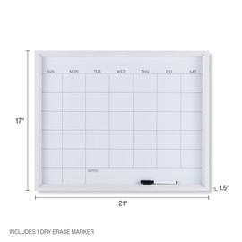 Towle Living Calendar White Board, with Dry Erase Marker for Home Office, Dorm Room, Bedroom, Kitchen, Classroom, White