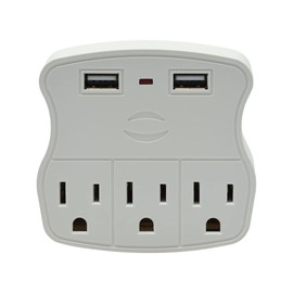HIGH POWER Multicontacto de Pared con 2 Puertos USB y 3 Contactos aterrizados, Marca, Modelo: MP-03