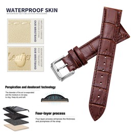 SBR-Trade Genuine Calf Leather Watch Band Grain Replacement Strap for Men Women 18mm 19mm 20mm 21mm 22mm (20MM, Brown)