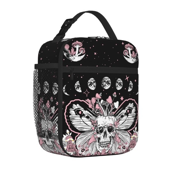 Hippie Mushroom Skull Leakproof Lunch Bag Large Capacity Lunchbox Insulated