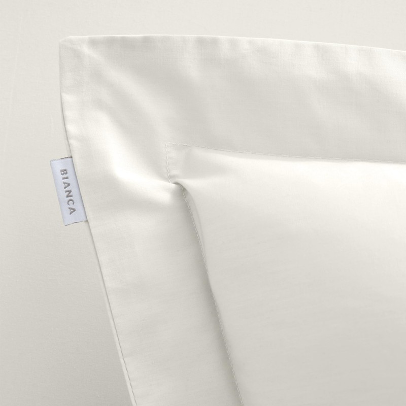 Bianca 200 Thread Count Cotton Percale Oxford Pillowcase Pair Cream
