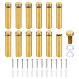 PATIKIL 1/2 x 2 Inch Sign Standoff Screws, 12 Set Stainless Steel Wall Standoff Mounting Hardware Advertising Glass Nail for Hanging Acrylic Picture Frame Acrylic Panel, Gold