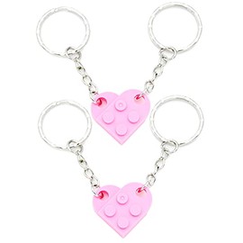 TTYY Friendship Gifts Best Friend Keychain Couples Keychain BFF Heart Key Ring Set Birthday Gifts for Men Women 6 color (pink Heart 2)