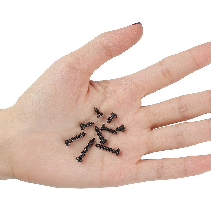 200Pcs Black Stainless Steel Round Head Self-tapping Screws Assortment Kit