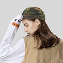 WULIQIUQIU Brimless Docker Cap for Men Sailor Cap Skullcap Beanie Hat(B-Camouflage)