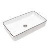 Couoko 24"x14" Rectangular Vessel Sink Above Counter Modern White with