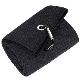 Golf Club Brush, Golf Towel, Microfiber with Carabiner, Cleaning Tool, Ball Wipe, Height 19.7 inches (50 cm), Width 11.8 inches (30 cm), Clubs Cleaning, Convenient, Waterproof, Portable, Lightweight,