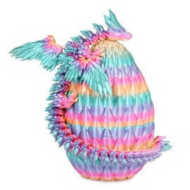 Flying Dragon Eggs, 3D Printed Dragon Egg with Articulated Dragon Inside, Toys for Kids, Home Decor, Creative Ornaments, Birthday Gifts for Kids(Rainbow,Large)