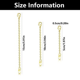 WQEDVN 3 PCS Necklace Extender Gold, Gold Necklace Extender, Chain Extender for Necklace, Gold Chain Extender for Necklace, Gold Chain Extenders, for Necklaces Chokers Braclets Anklets (2 4 6inch)