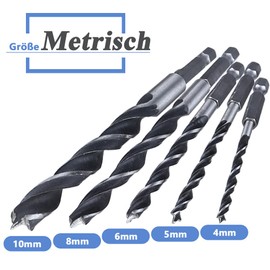 Mesee 10 Piece 1/4 Inch Hex Shank HSS Drill Bit Set, Hex Wood Twist Drill Bit Set, Impact Control HSS Twist Drill Bit Set for Woodworking Dowel Drilling with 4 mm/5 mm/6 mm/8 mm/10 mm