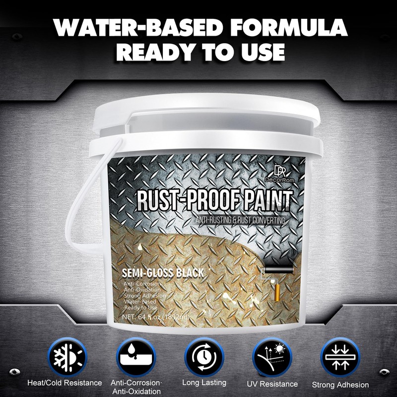 Rust Converter Paint - 64oz Water-Based Rust Reformer & Metal