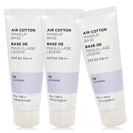 The Face Shop Air Cotton Makeup Base 35g 02 Lavender / 더페이스샵 에어 코튼 메이크업베이스 35g 02라벤더 X 3개