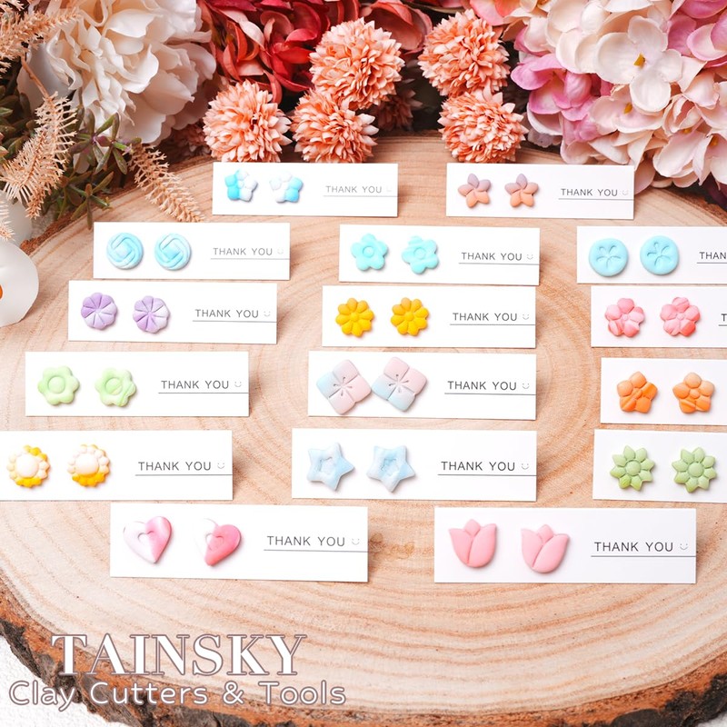 TAINSKY - arete de arcilla floral, 16 formas para joyas