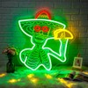 Gdbkabf - Letrero de neón con calaveras de tacos, para