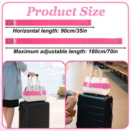 Luggage Strap for Backpack Suitcases Travel Belt for Luggage Belt Strap Add a Bag Luggages Straps for Carry On Bag, Over Handle Suitcases Belts for Airport Essentials Accessories, Rose Pink