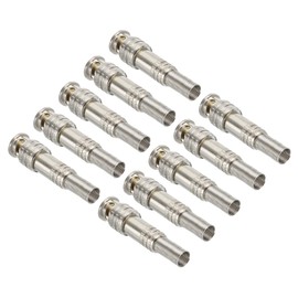 PATIKIL BNC Male Connector, 10 Pcs Plated Coaxial Terminal for CCTV Security Surveillance Camera Video Cables, Silver