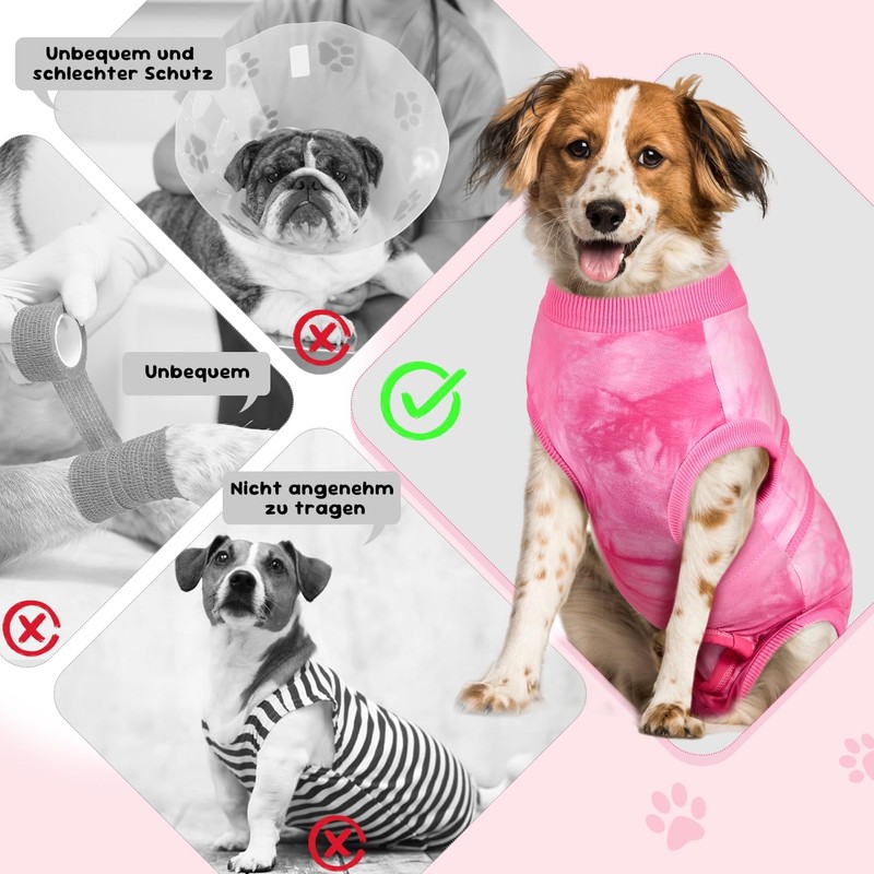 SlowTon Hundebody nach Op, atmungsaktiver, Verstellbarer Hunde Kastrationsbody für hündin