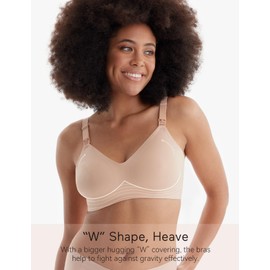 momcozy Nursing Bra Without Underwire, Seamless Comfort Maternity Bra, Padded Natural Shape, Soft Maternity Sleep Bralette, beige