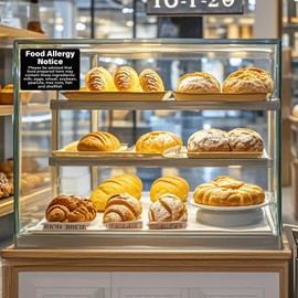 YIKIADA 2 Pack Food Allergy Notice Sign 10×7 Inches PVC Self Adhesive Waterproof Weatherproof Signage for Restaurant Cafe Bar