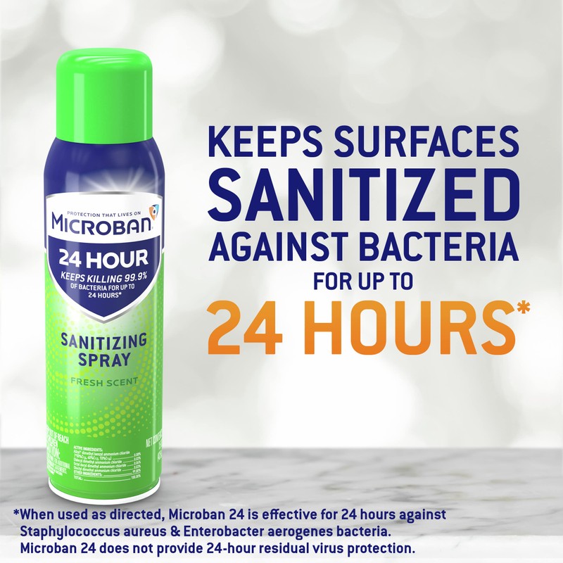 MICROBAN Disinfectant Spray, 24 Hour Sanitizing and Antibacterial Spray, Sanitizing