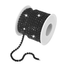 M METERXITY Crystal Rhinestone Close Chain, 2 mm 10 Yards Single Row Trimming Claw Chain, Crystal Claw Cup Chain Roll for DIY Decoration/Jewelry Crafts [Black]