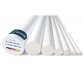 diconfa PTFE Teflon Round Rod, Diameter 6 mm x 720 mm, Diameter: 5 to 150 mm, Length: 10 to 1000 mm, Deburred, Plastic Rod, Virginal Smooth, for Chemical Industry, Mechanical Engineering, Container