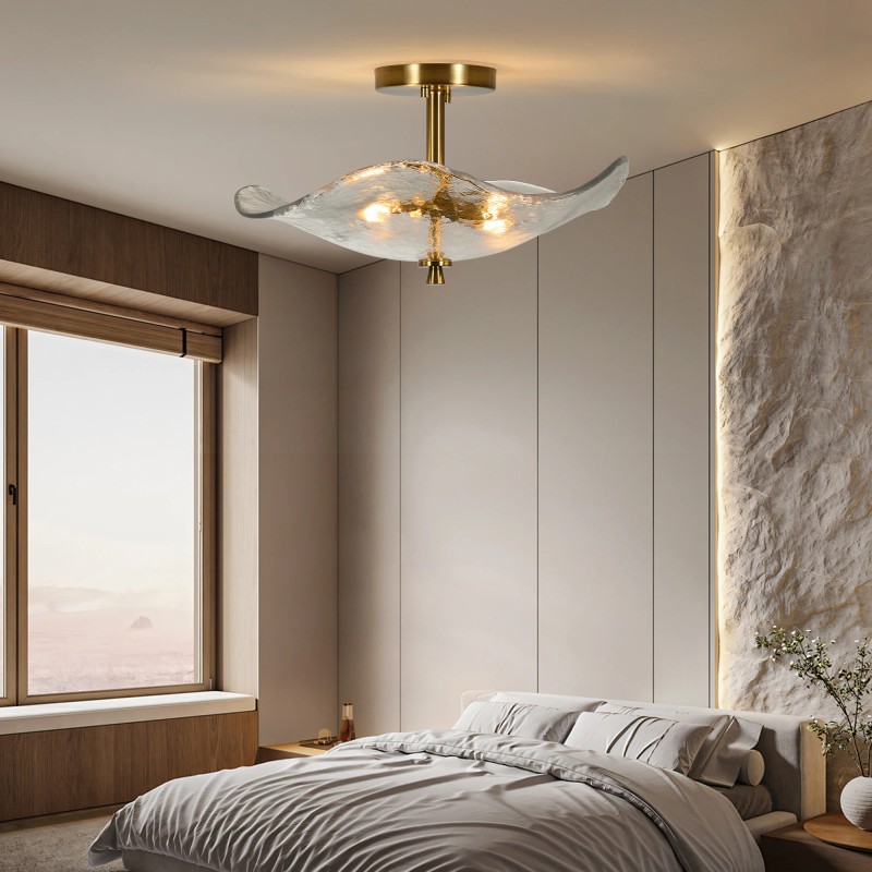 Ship in USA,16.5" Glass Semi Flush Mount Ceiling Light Fixture,2-Lights