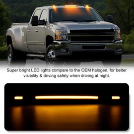 SHINEFIT LED White Cab Clearance Lights Replacement for 2007-2010 Silverado Sierra 1500 Top Cab Roof Running Lights for 2007-2014 Silverado Sierra 2500 3500 2500HD 3500HD