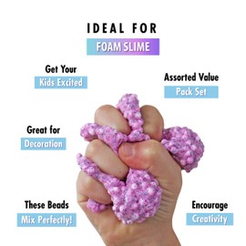 Slime Foam Beads Floam Balls – 18 Pack Pastel Microfoam Beads Kit 0.1-0.14 inch (90,000 Pcs) Micro Colors Rainbow Fruit Beads Craft Add ins Homemade DIY Kids Ingredients Flote Microbeads Supplies