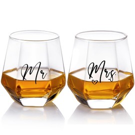 ANPXUWU Mr and Mrs Wine Glasses Wedding Gifts for Bride and Groom-Gifts for Bridal Shower Engagement Wedding and Married Anniversary-His & Hers, Engagement Gift