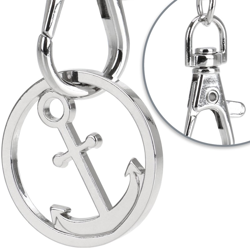 com-four® Metal Keyring with Carabiner and Shopping Trolley Token with