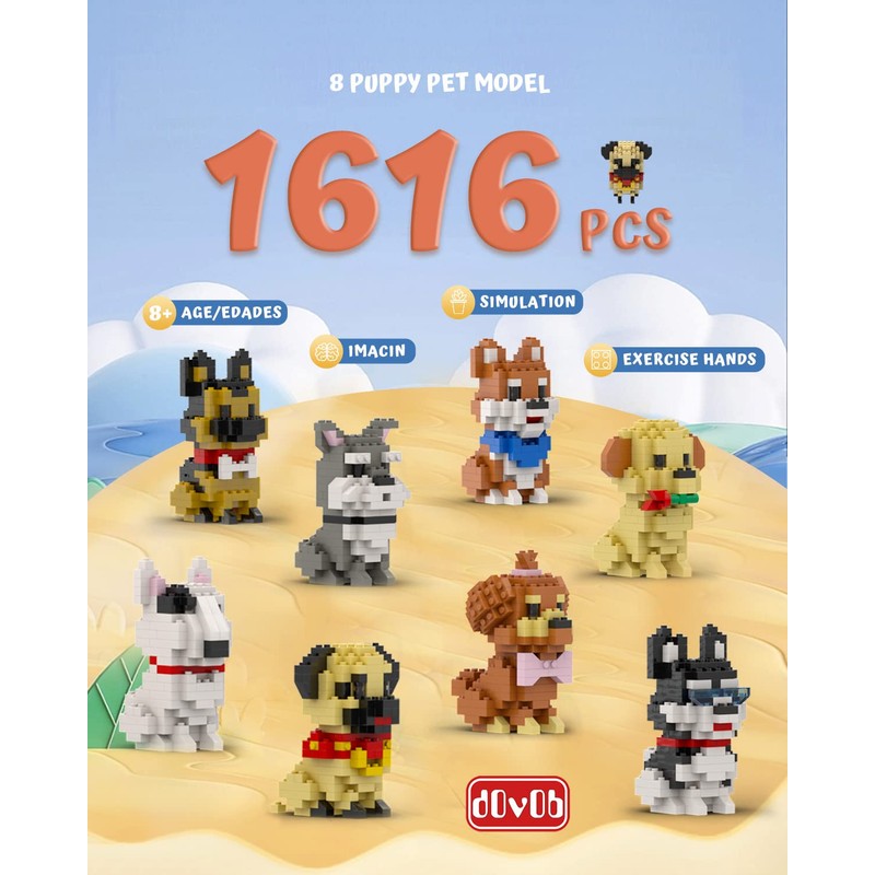 dOvOb Micro Mini Blocks 8 in 1 Dogs Set, 1616